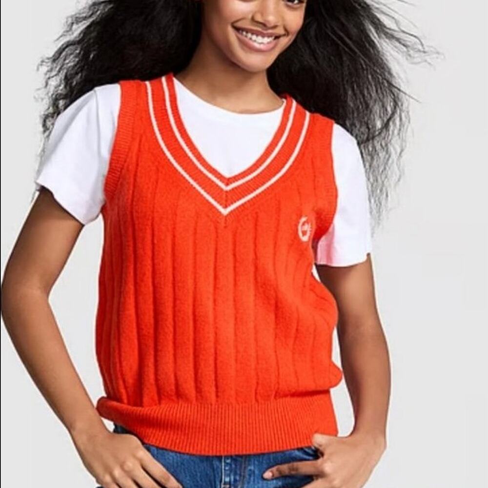 Victoria's Secret PINK Collegiate Knit Sweater Vest sz XXL NWT